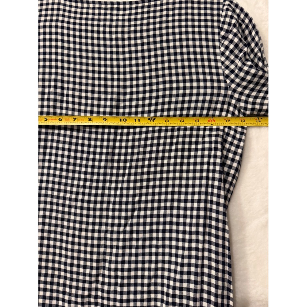 J. Jill Navy Blue Gingham Check 3/4 Sleeve Boat Neck Blouse XS